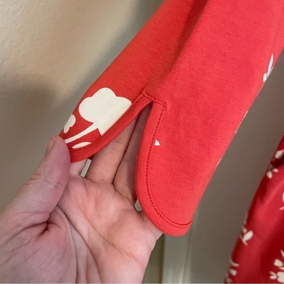 Boden Jessie Jersey Knit Dress Floral Print Coral Red Meadow Motif Size 14 - Picture 7 of 11